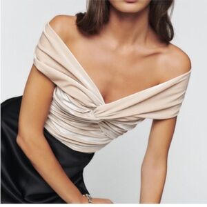 Reformation Cream Off-Shoulder Tank Top